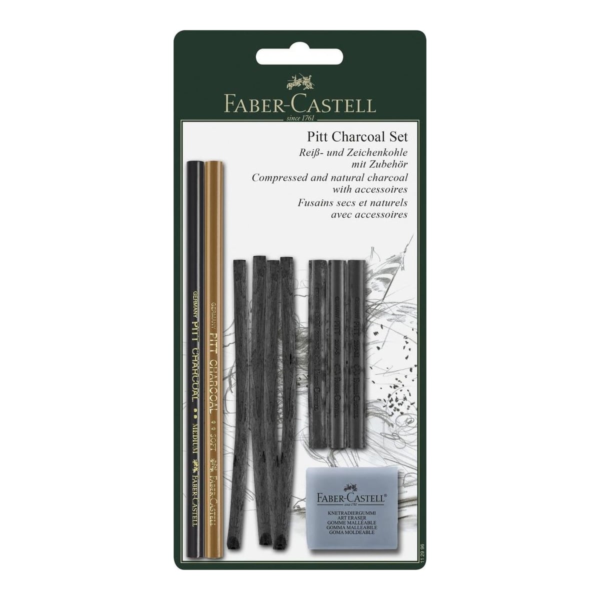 Blister Set 10 Bucati Pitt Monochrome Carbune Faber-castell