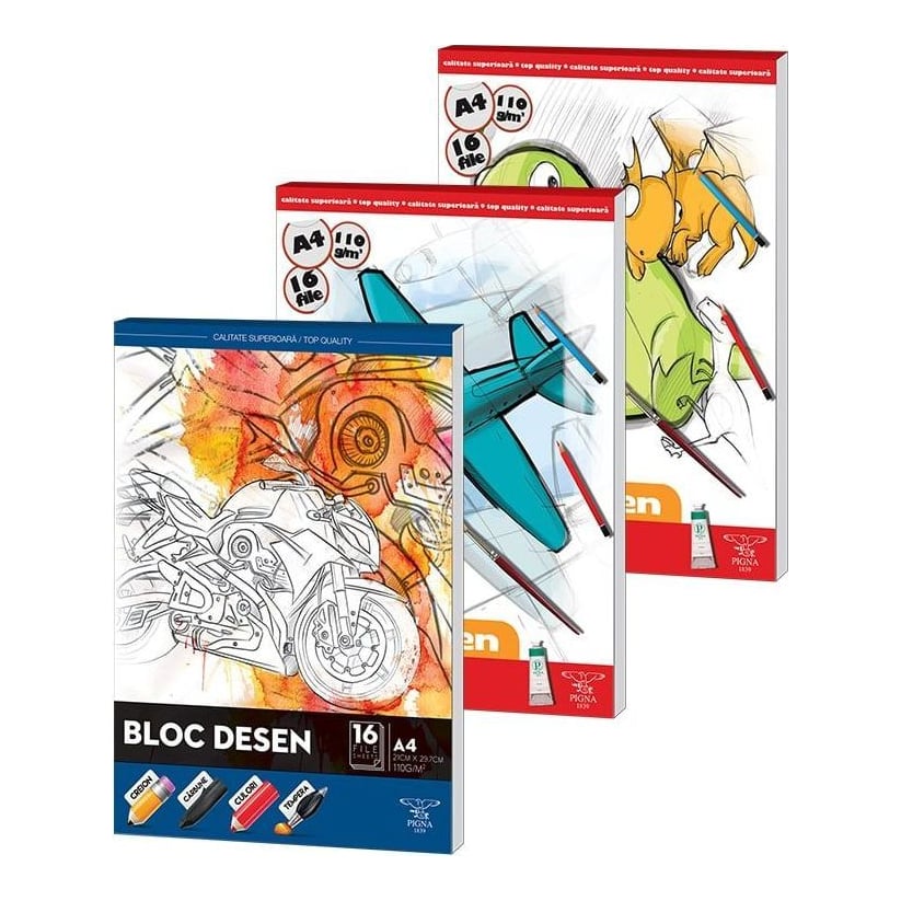 Bloc Desen A4 110G 16 Coli Pigna