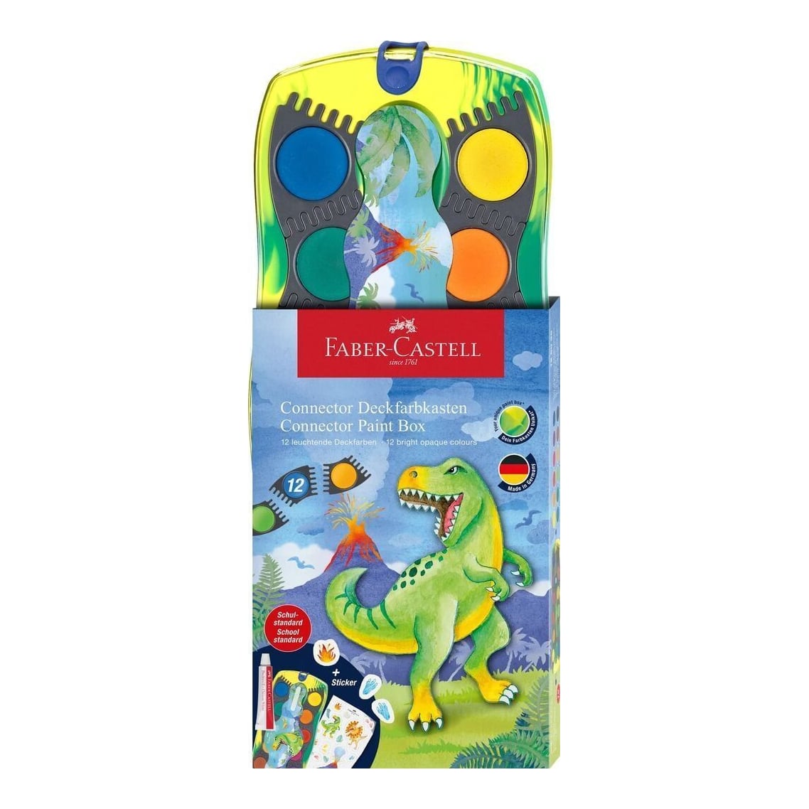 Acuarele 12 Culori Connector Dinozauri 2025 Faber-castell