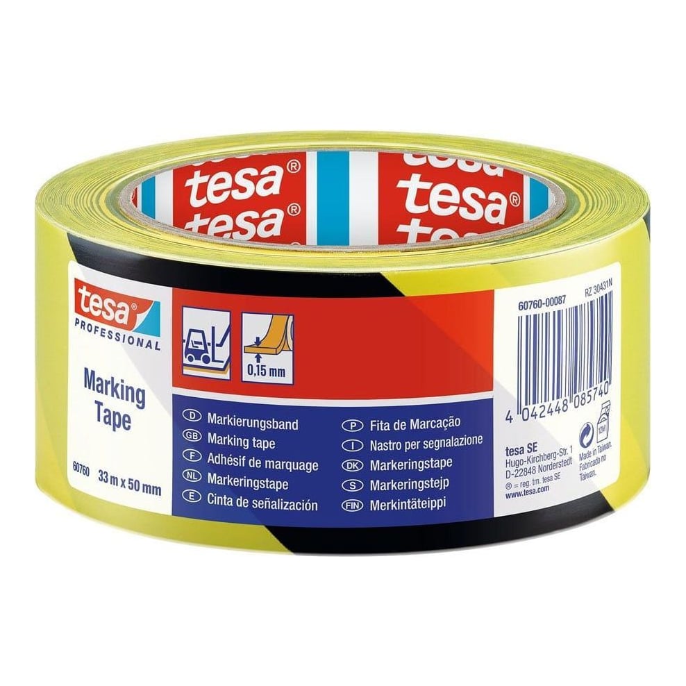 Banda Adeziva Marcare Galben/Negru 33M 50MM Tesa