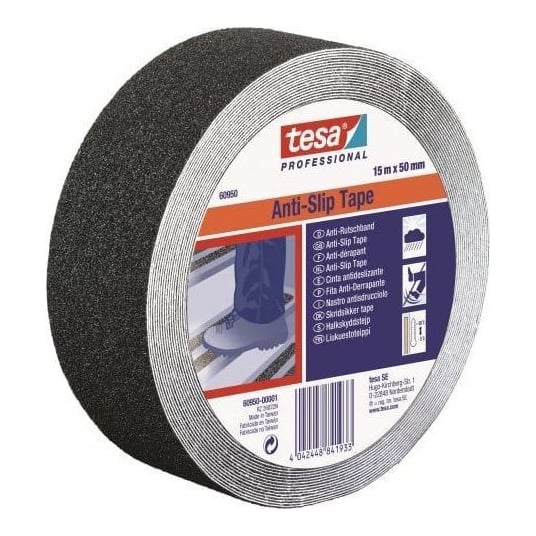 Banda Adeziva Antialunecare Neagra 15M 50MM Tesa