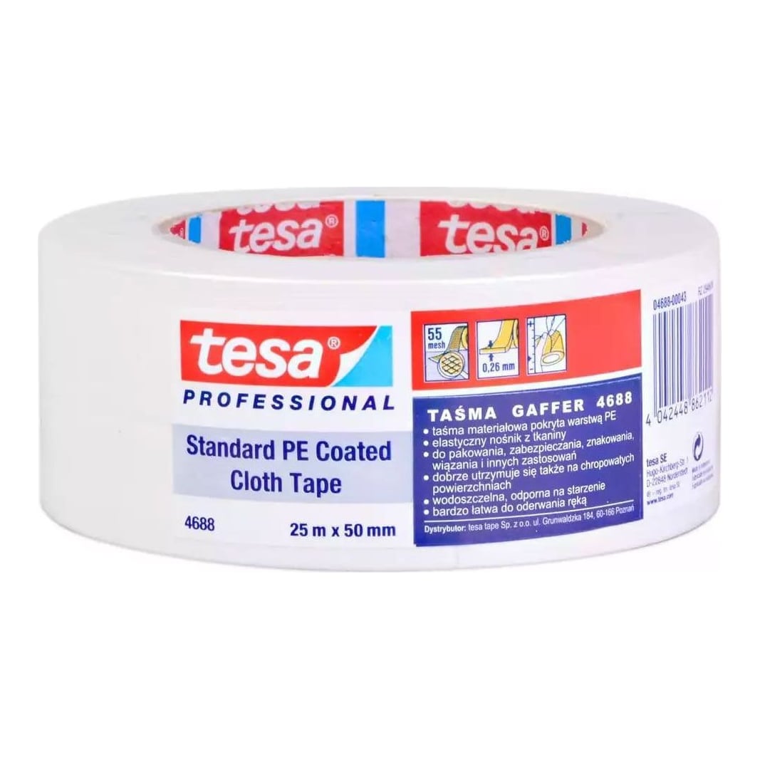 Banda Adeziva Textila Alba 25M*50MM Tesa