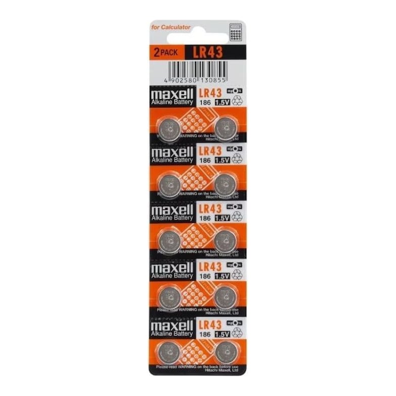 Baterii 186 LR43 AG12 1,5V (5X2) 10 Buc/Blister Maxell