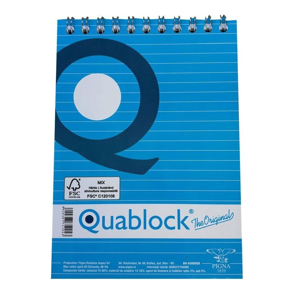 Bloc Notes Spira A5 80F Aritmetica 80G Fsc Pigna