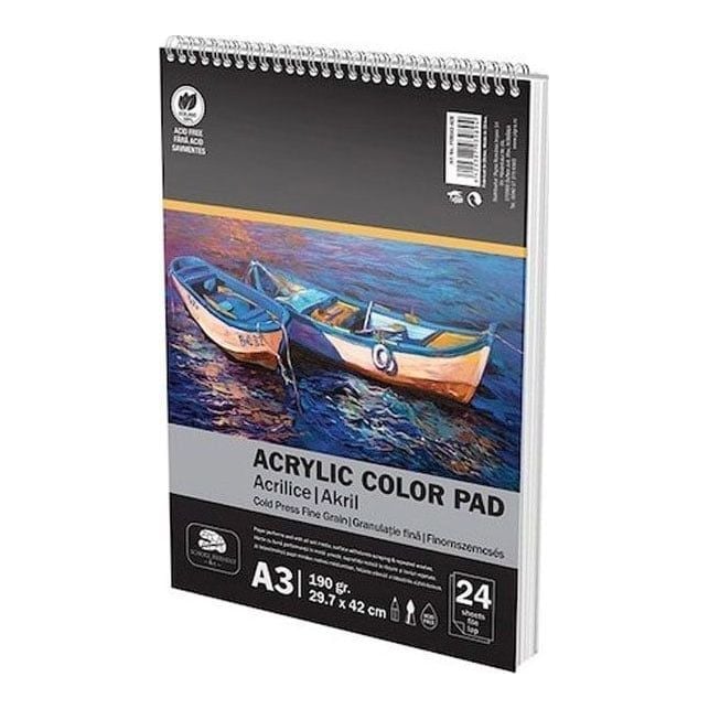Bloc Desen Spira A3 Culori Acrilice 190G 24 File Pigna