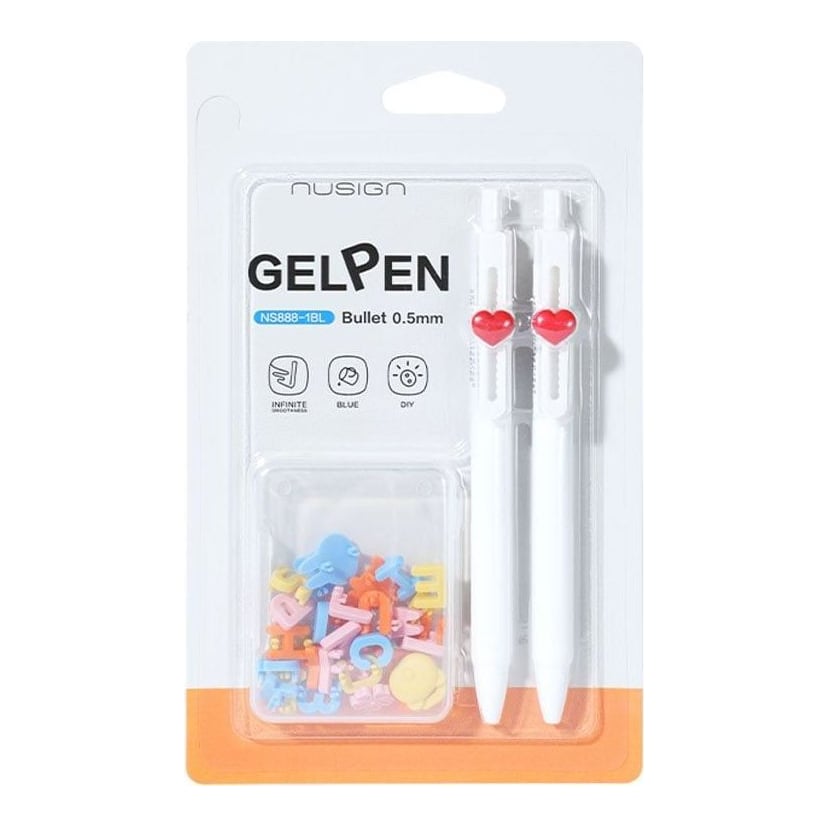 Blister 2 Pixuri Cu Gel Cu Mecanism 0,5MM Albastru + 1 Set Litere Puzzle Nusign Deli