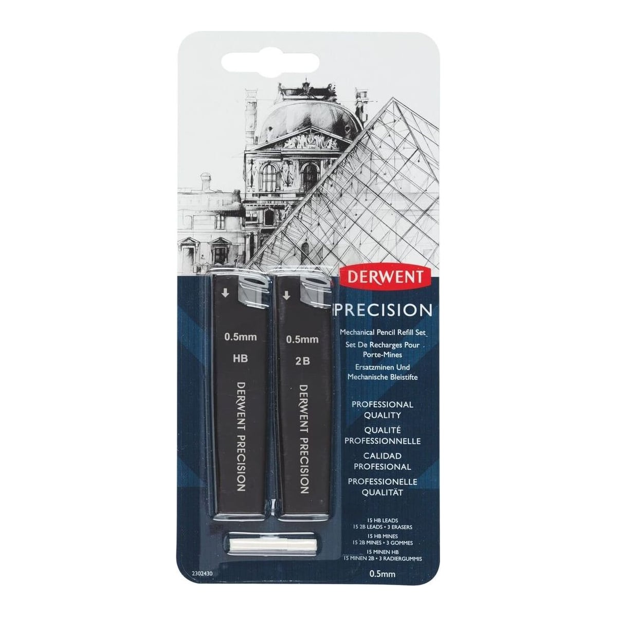 Blister 2 X Mine Creion 0.5 Hb/2B + 2 Radiere Pt Creion Profesional Derwent