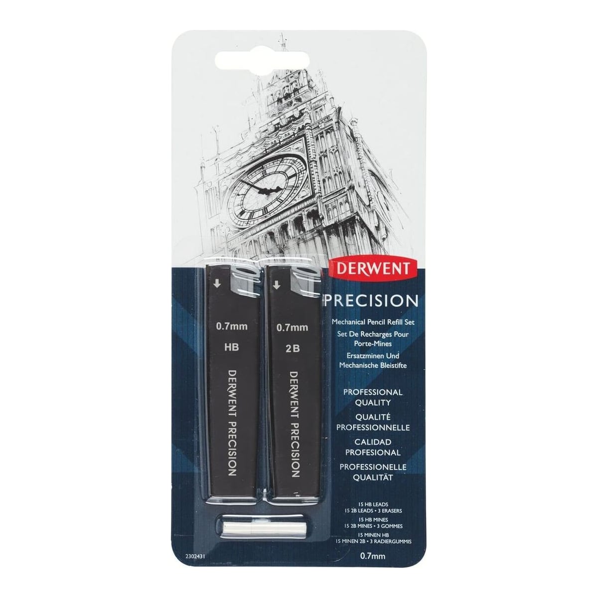 Blister 2 X Mine Creion 0.7 Hb/2B + 2 Radiere Pt Creion Profesional Derwent