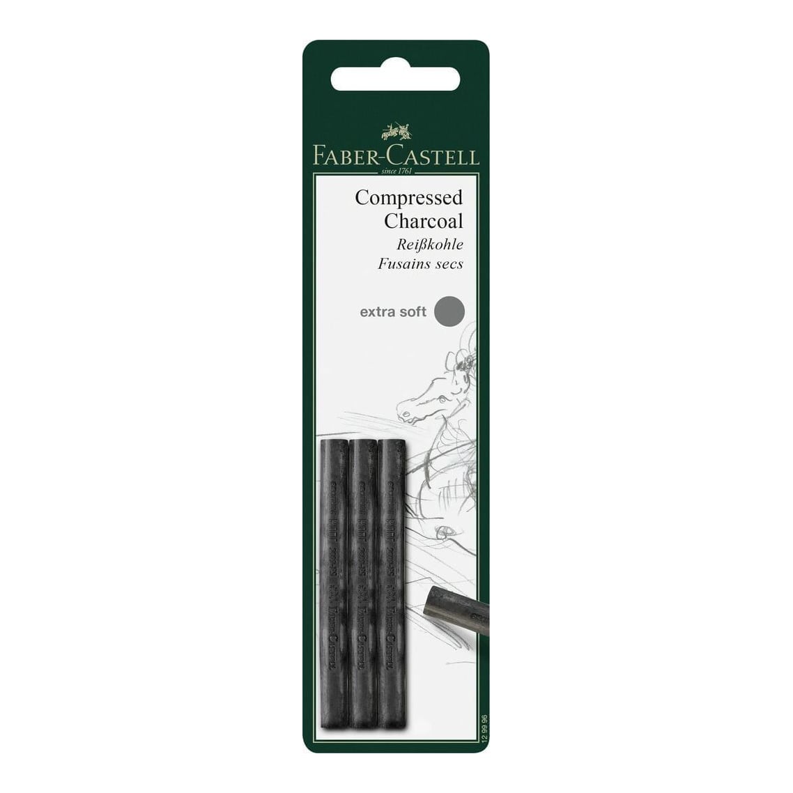 Blister 3 Buc Carbune Presat Pitt Monochrome Extra-soft Faber-castell