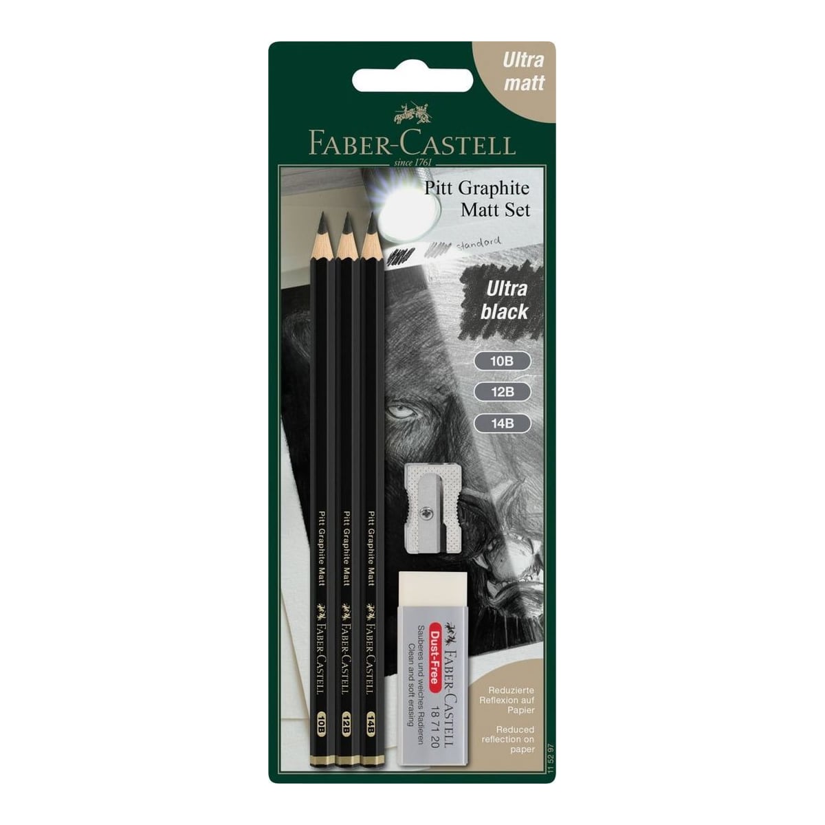 Blister 3 Buc Creion Grafit Mat 10B, 12B, 14B Pitt Faber-castell