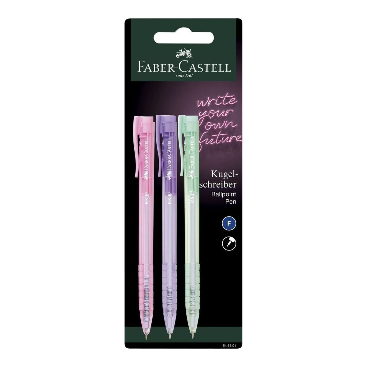 Blister 3 Buc Roller 0.5MM Semi-gel Cu Mecanism Cul Pastel Mina Albastra RX5 Faber-castell