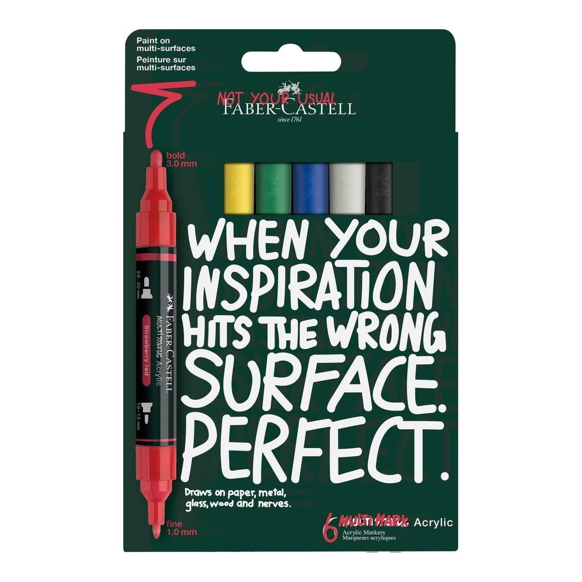 Blister 6 Markere Acrilice Multimark Culori De Baza Faber-castell