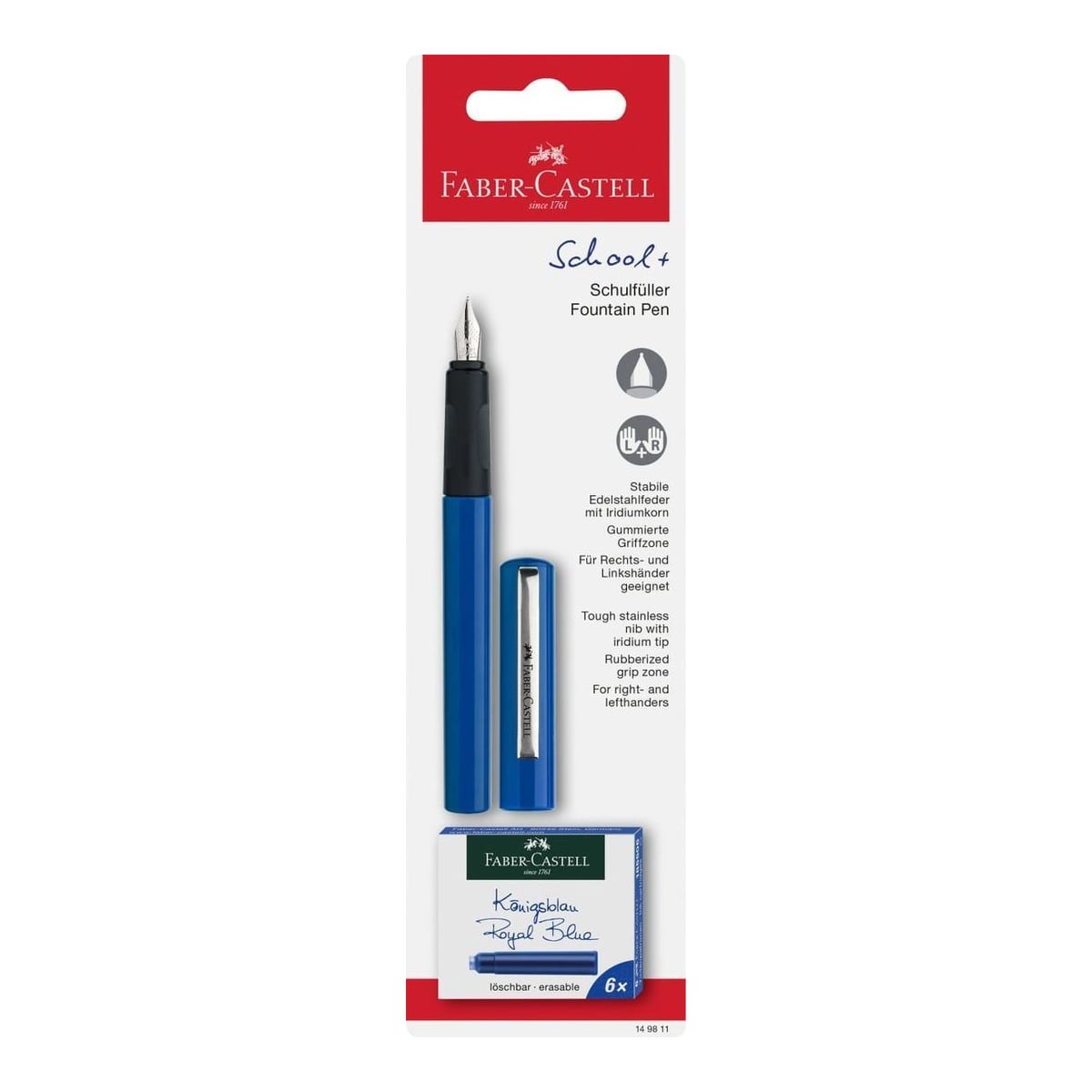 Blister Stilou Scolar Albastru + 6 Cartuse Faber-castell