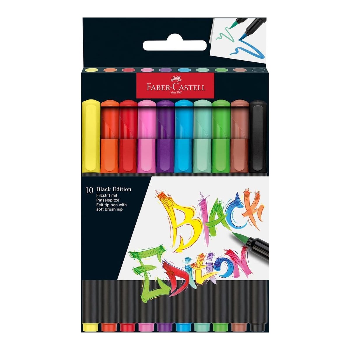 Brush Pens Black Edition Set 10 Culori Faber-castell