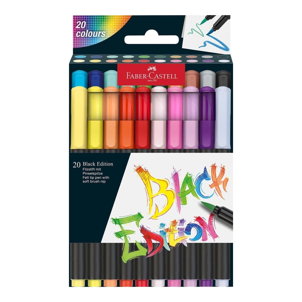 Brush Pens Black Edition Set 20 Culori Faber-castell