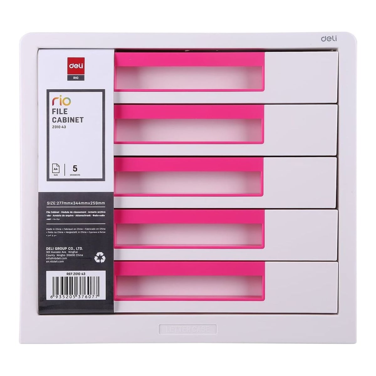 Cabinet 5 Sertare Alb/Roz Deli