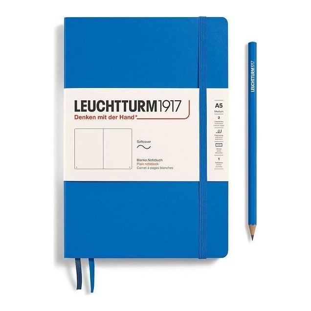 Caiet A5 Velin Coperta Flexibila Albastru Ciel Leuchtturm