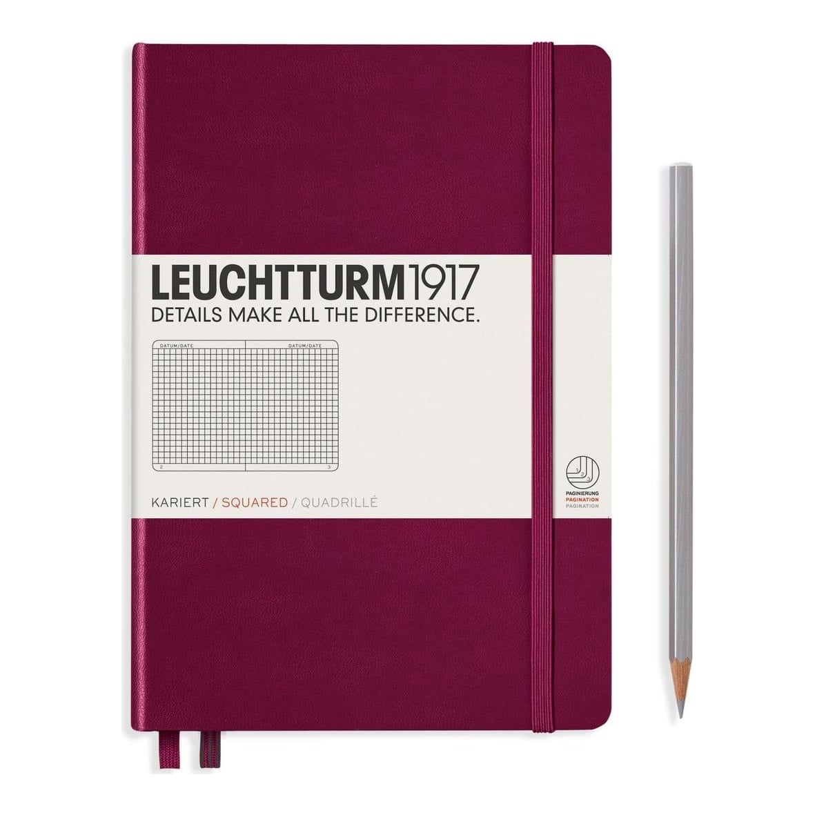 Caiet A5 Aritmetica Coperta Rigida Bordeaux Leuchtturm