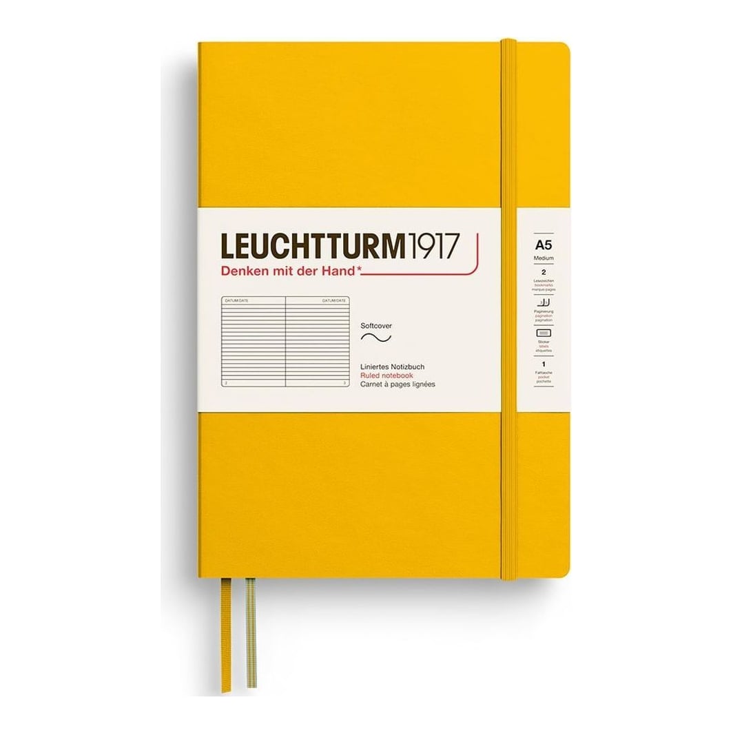 Caiet A5 Dictando Coperta Flexibila Galben Floarea Soarelui Leuchtturm