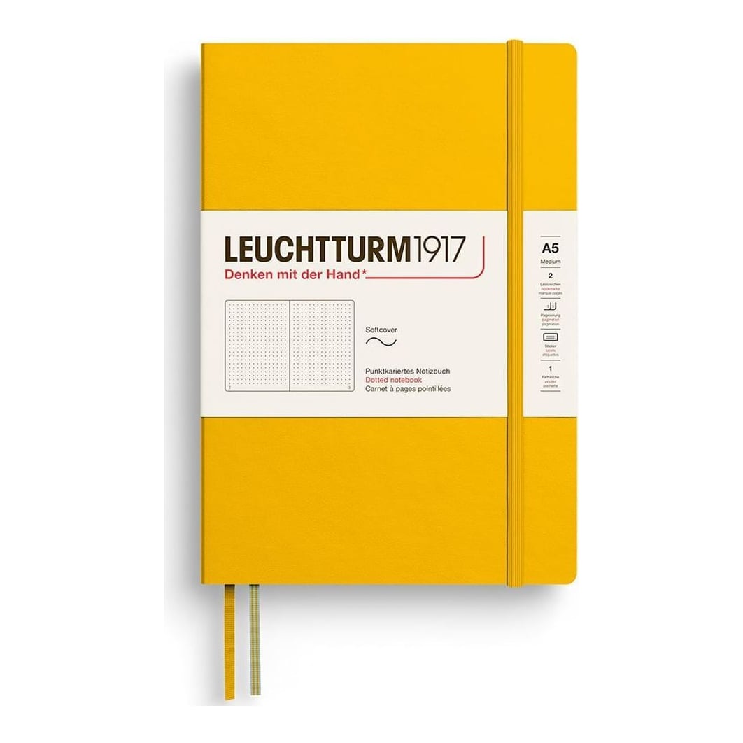 Caiet A5 Punctat Coperta Flexibila Galben Floarea Soarelui Leuchtturm