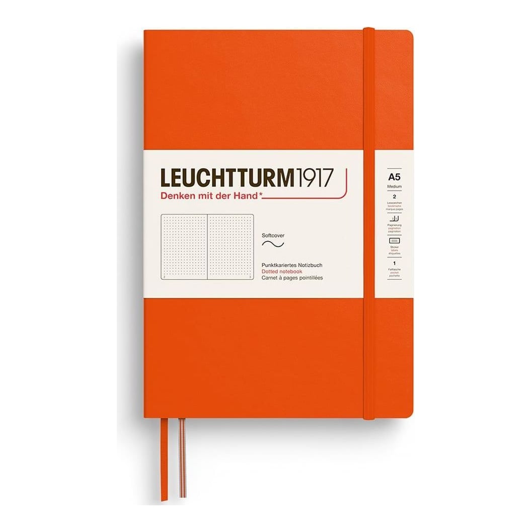 Caiet A5 Punctat Coperta Flexibila Portocaliu Dovleac Leuchtturm