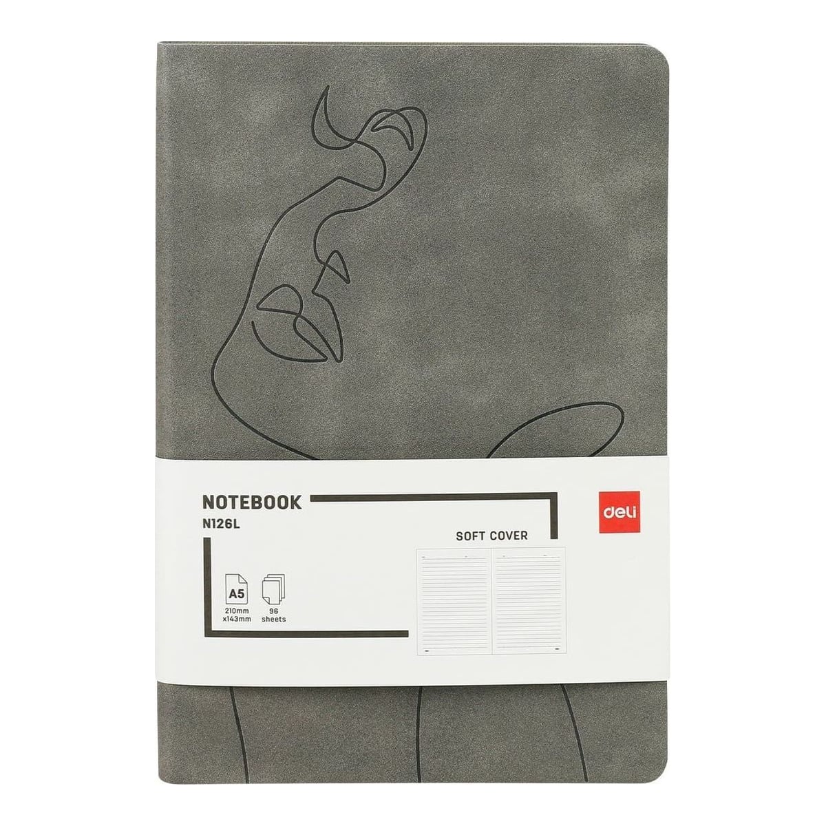 Caiet Birou A5 96 File 80G Dictando Coperta Piele Gri N126L Deli