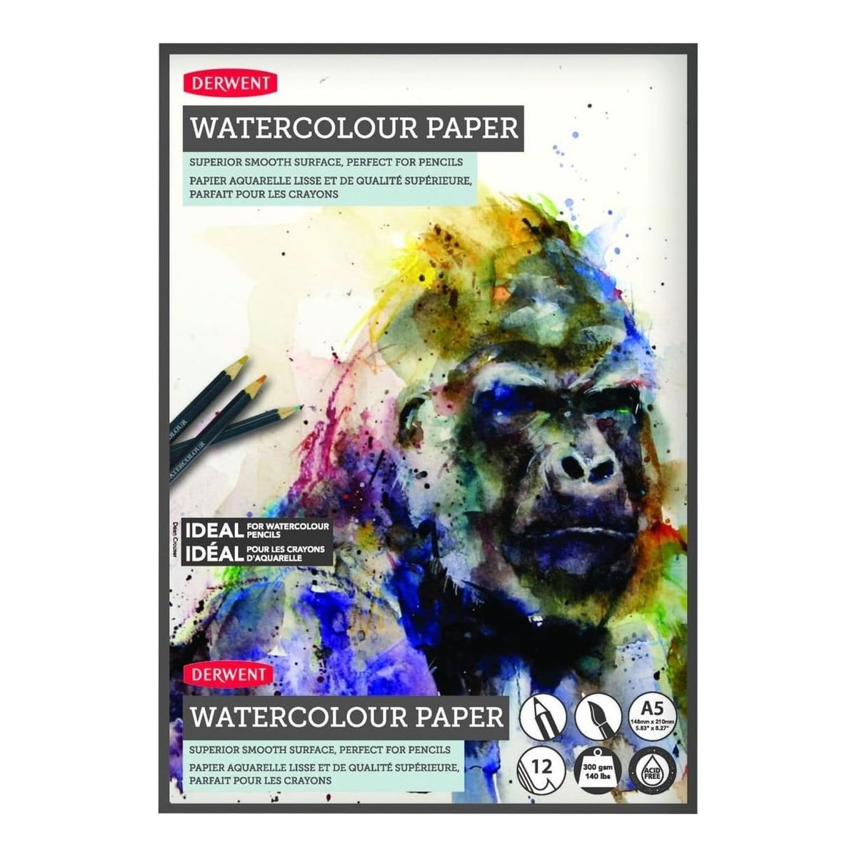 Caiet Desen A5 12 File 300G Pe Baza De Apa Professional Derwent