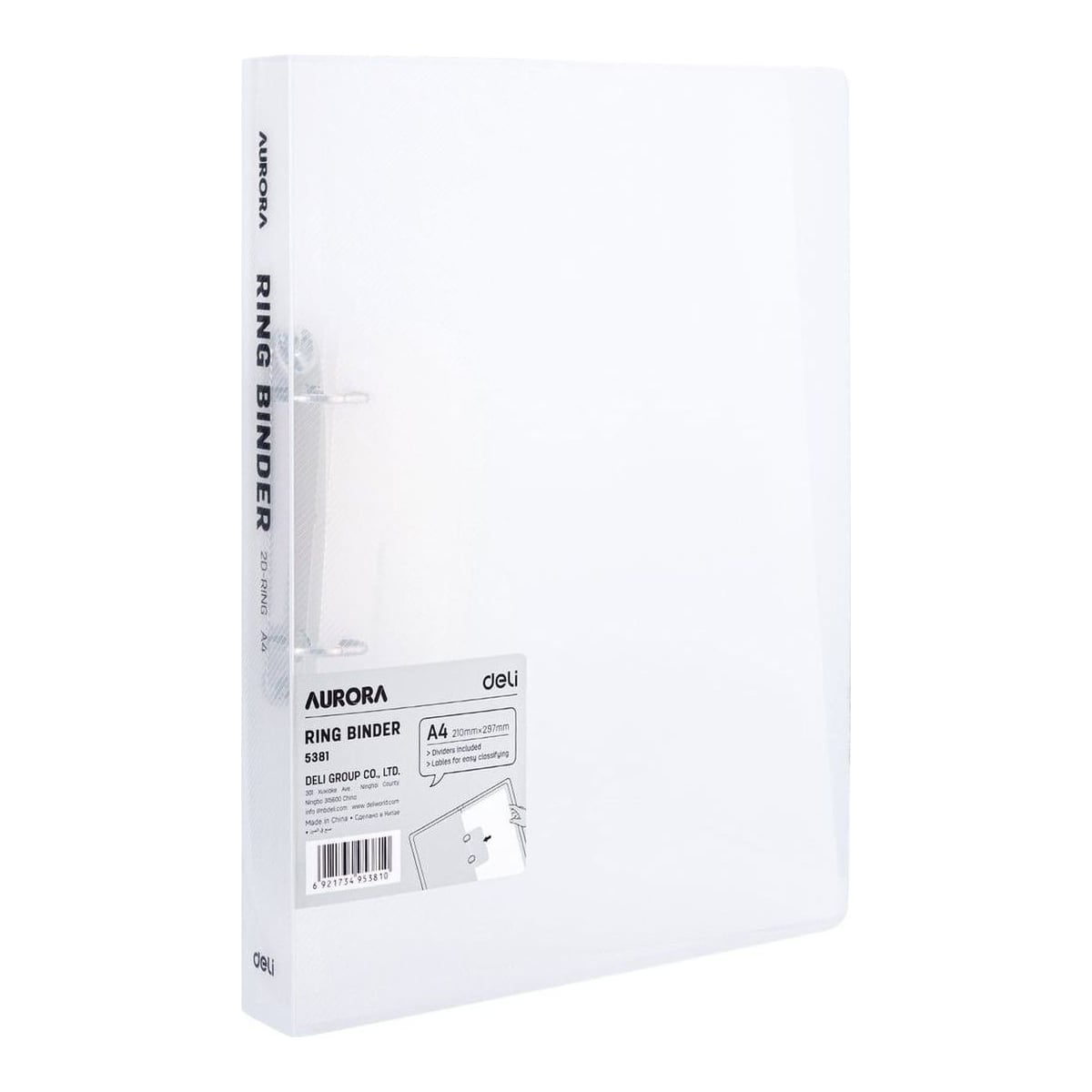 Caiet Mecanic A4 2 Inele 15MM/20MM Coperta Flexibila Alb Translucid Deli