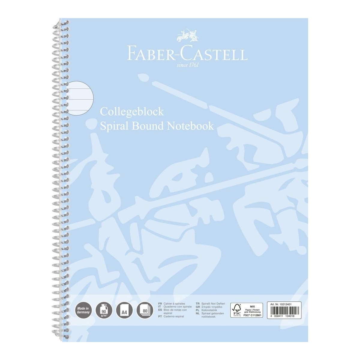 Caiet Spira A4 80 File 90 Gr Dictando Coperta Carton Bleu Sky Faber-castell