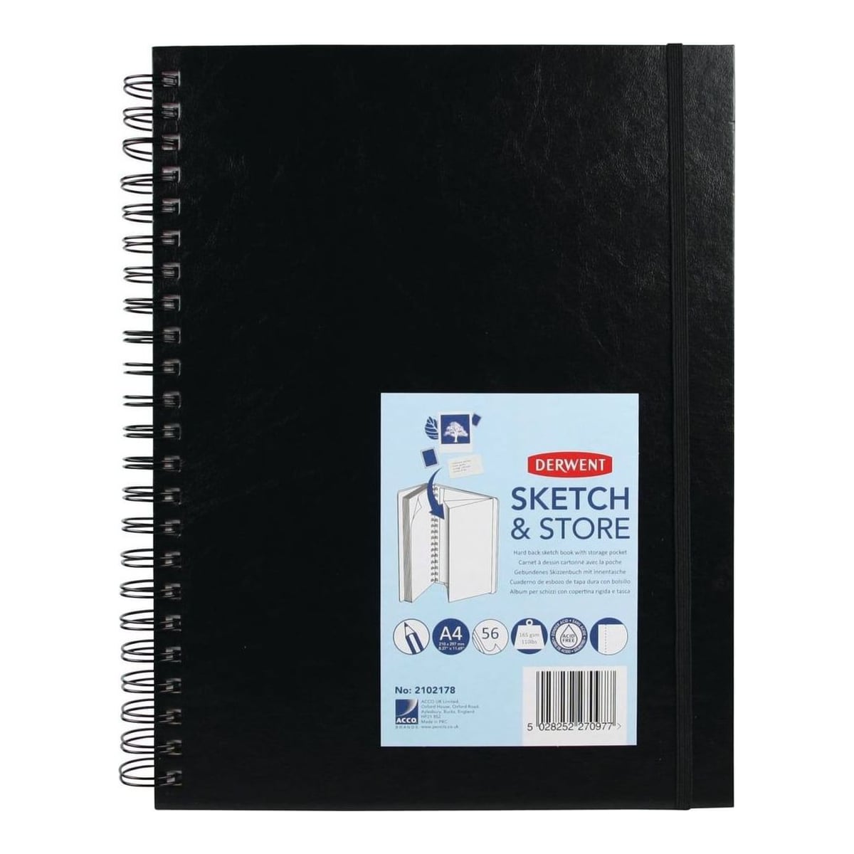 Caiet Spira Pentru Schite Si Desen A4 56 File 165G Cu Mapa Professional Derwent