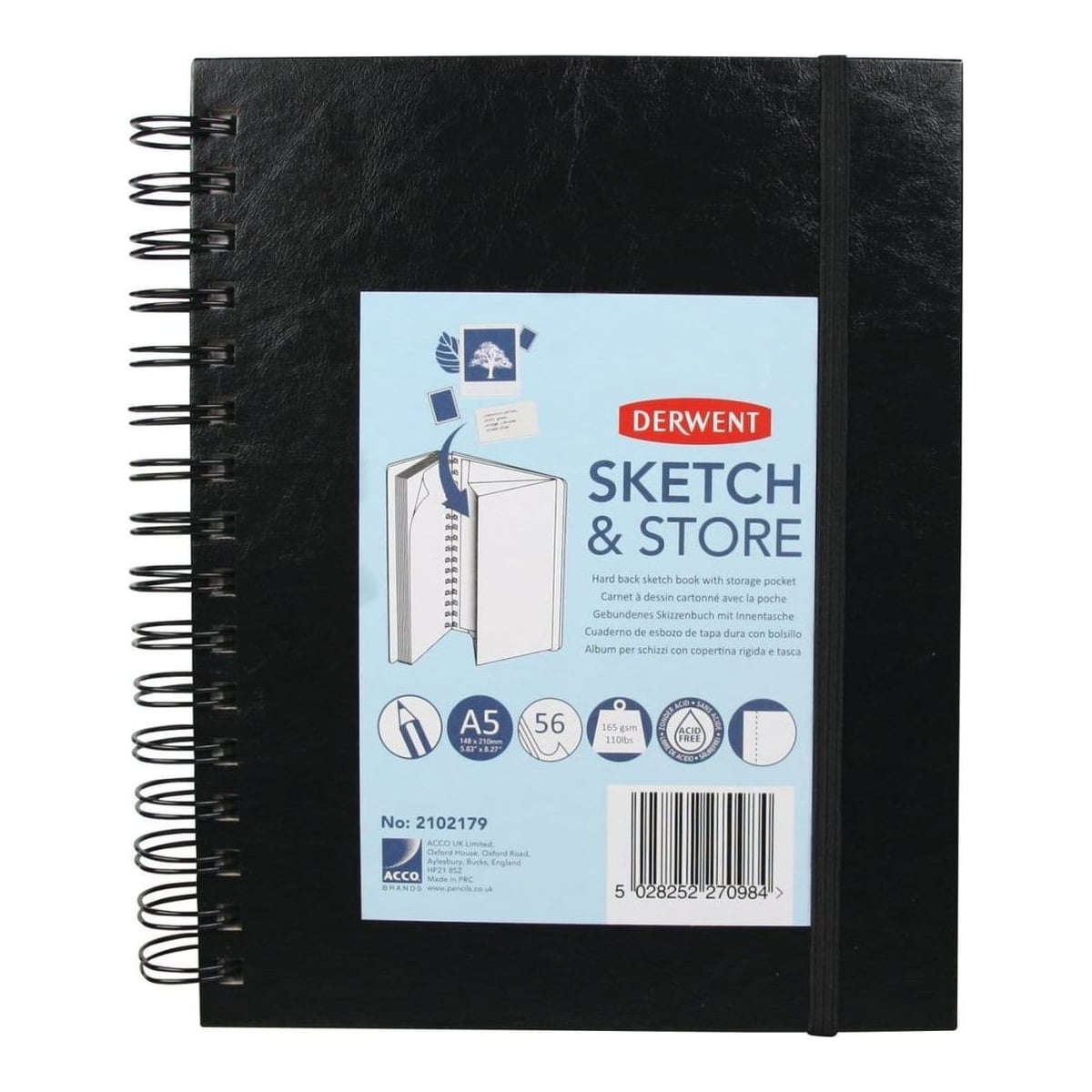 Caiet Spira Pentru Schite Si Desen A5 56 File 165G Cu Mapa Professional Derwent
