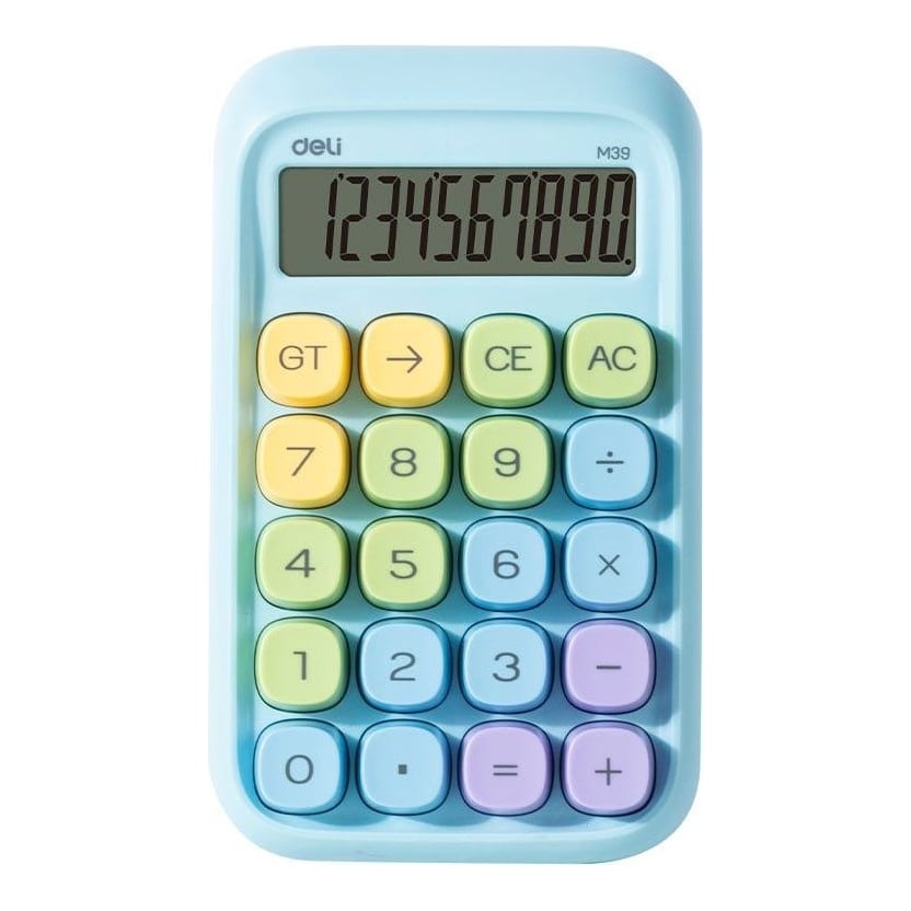 Calculator Birou 10DIG Taste Multicolore Albastru Deli