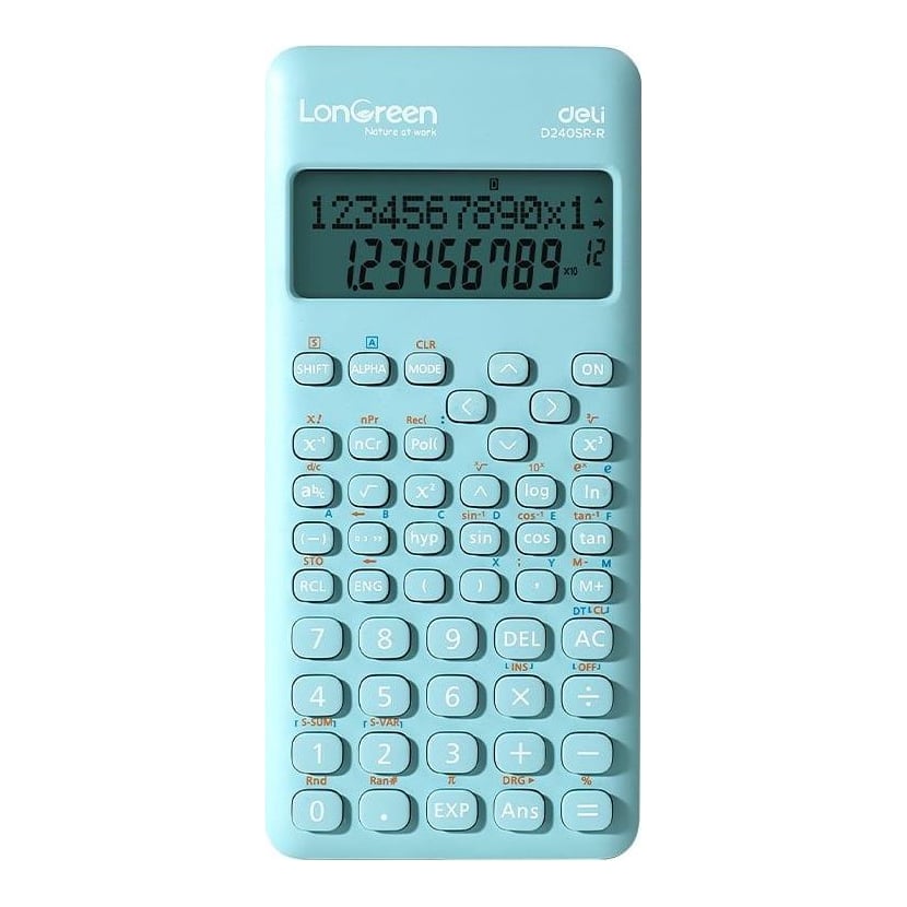 Calculator Stiintific 12DIG 240F Bleu Longreen Plastic Reciclat Deli