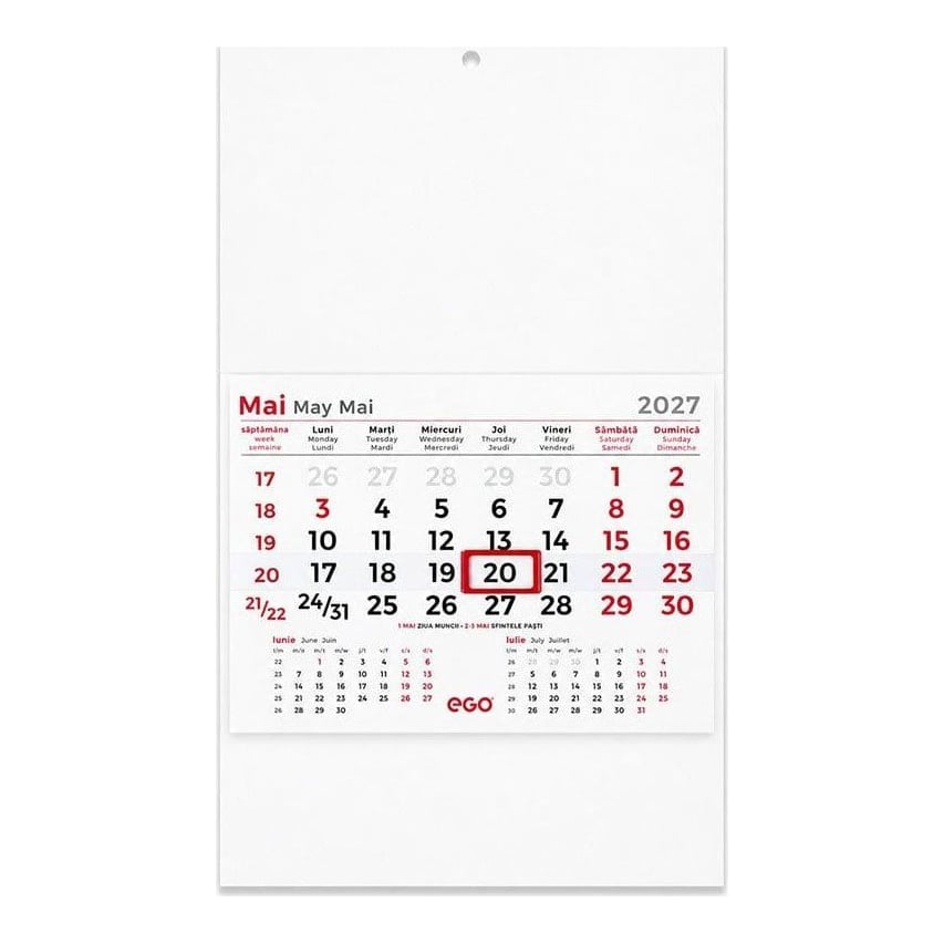 Calendar Perete Triptic Albastru 12 File Ego