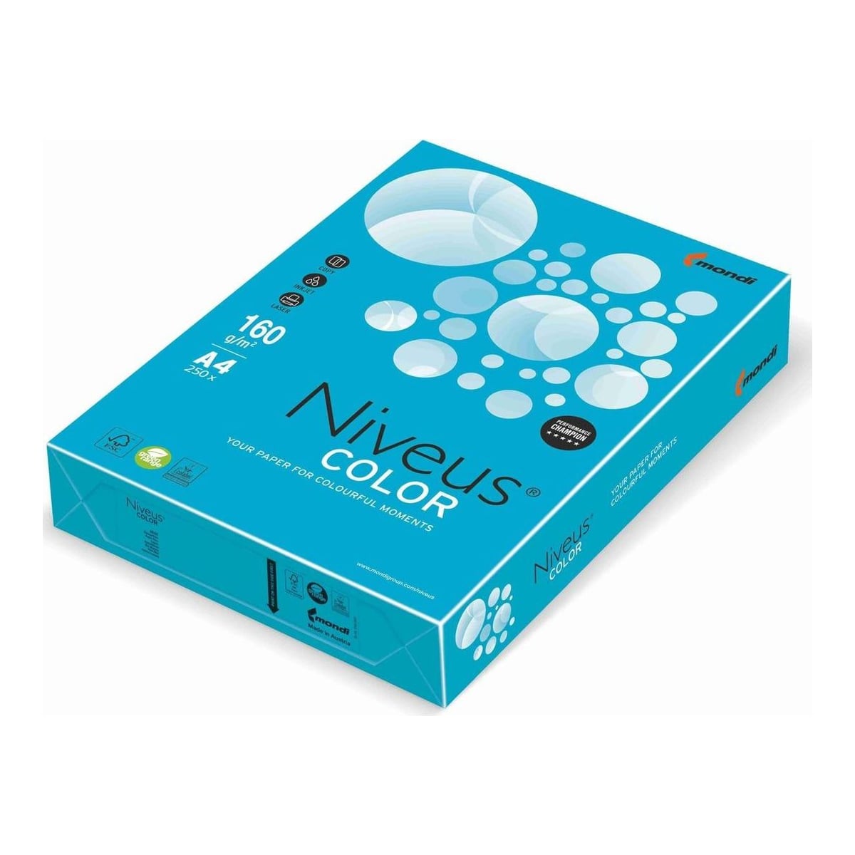 Carton Copiator A4 Albastru Aqua Intens 160G 250/Top AB48 Niveus
