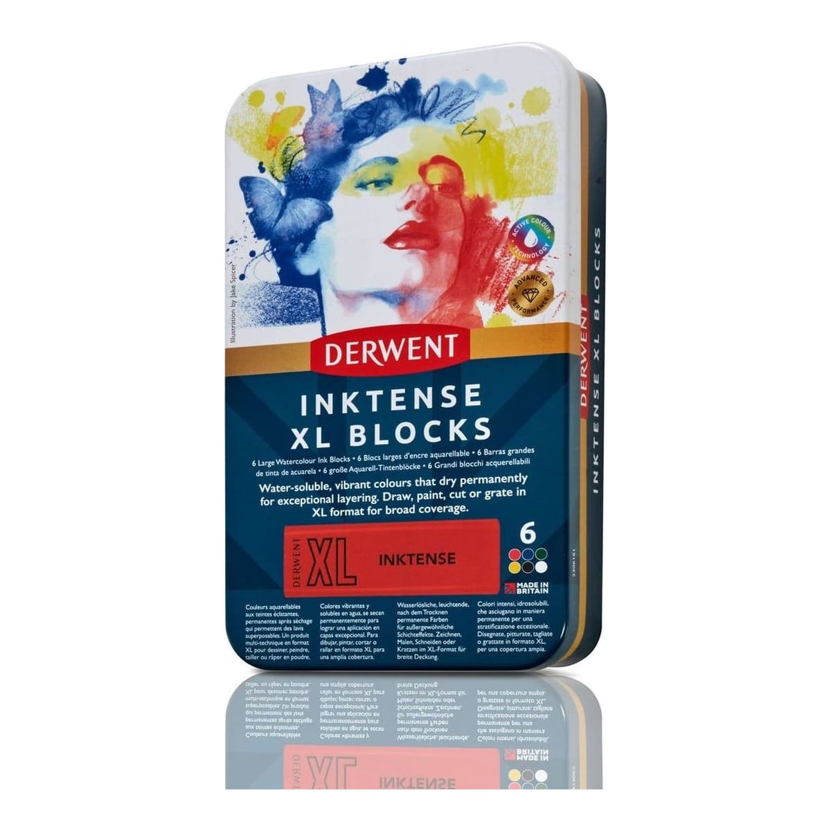 Carbune Xl Solubil Culori Diverse Cutie Metal 6/Set Inktense Derwent