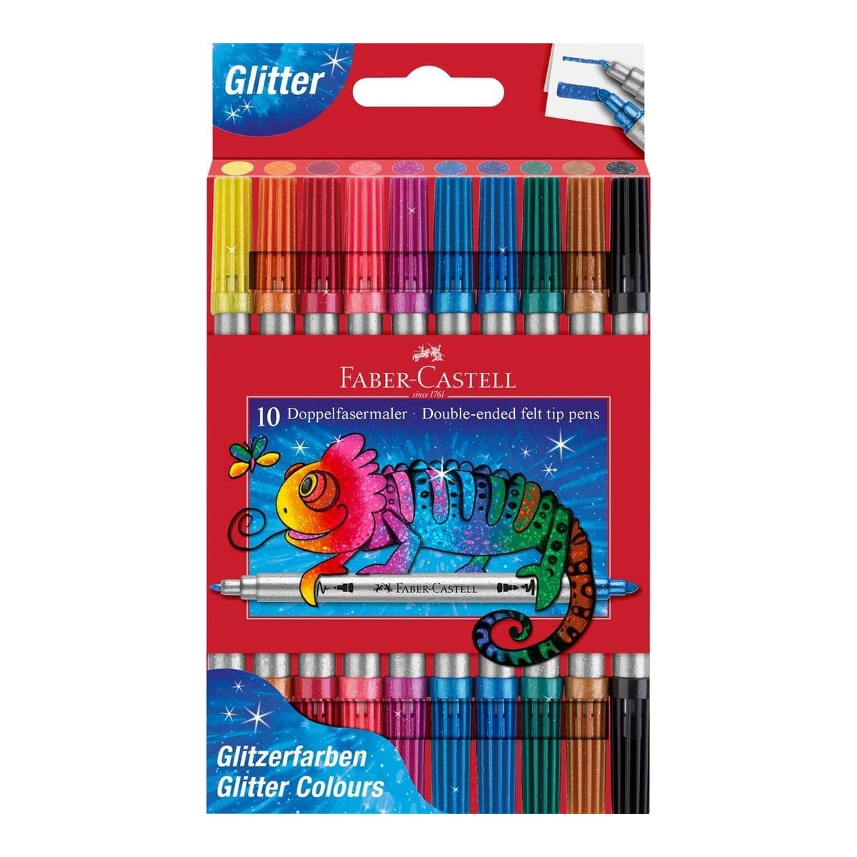 Carioca 10 Culori Glitter 2 Capete Faber-castell
