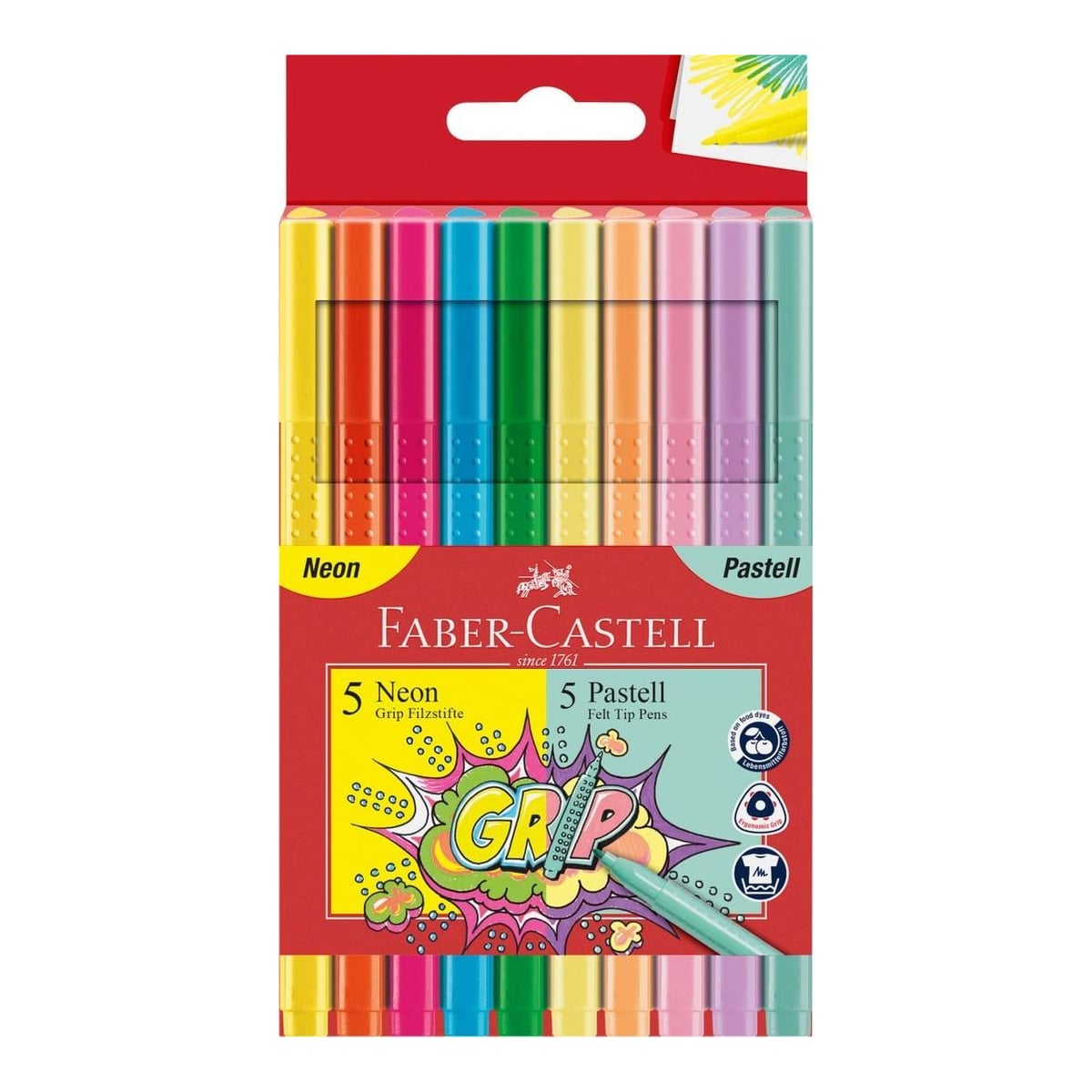 Carioca 10 Culori Pastel Si Neon Grip Faber-castell