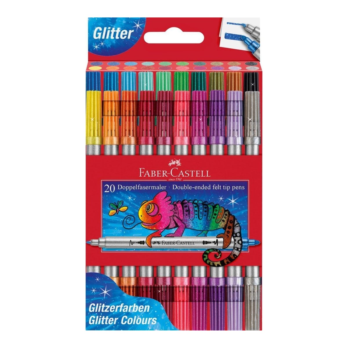 Carioca 20 Culori Glitter 2 Capete Faber-castell