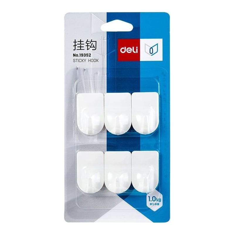 Carlig Adeziv 1KG Set 6 Bucati Alb Deli
