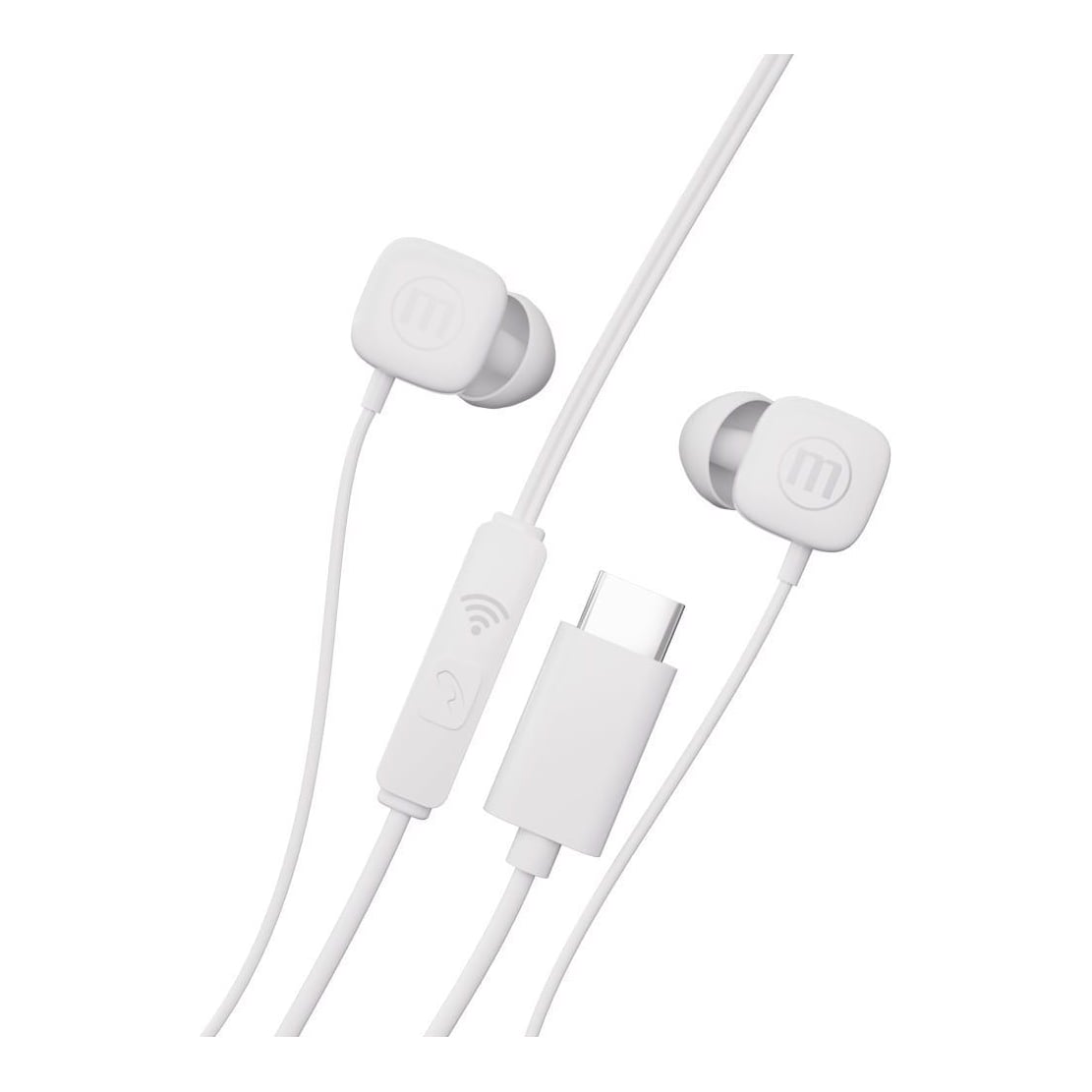 Casti Audio Cu Fir Si Microfon Square USB-C Albe Maxell