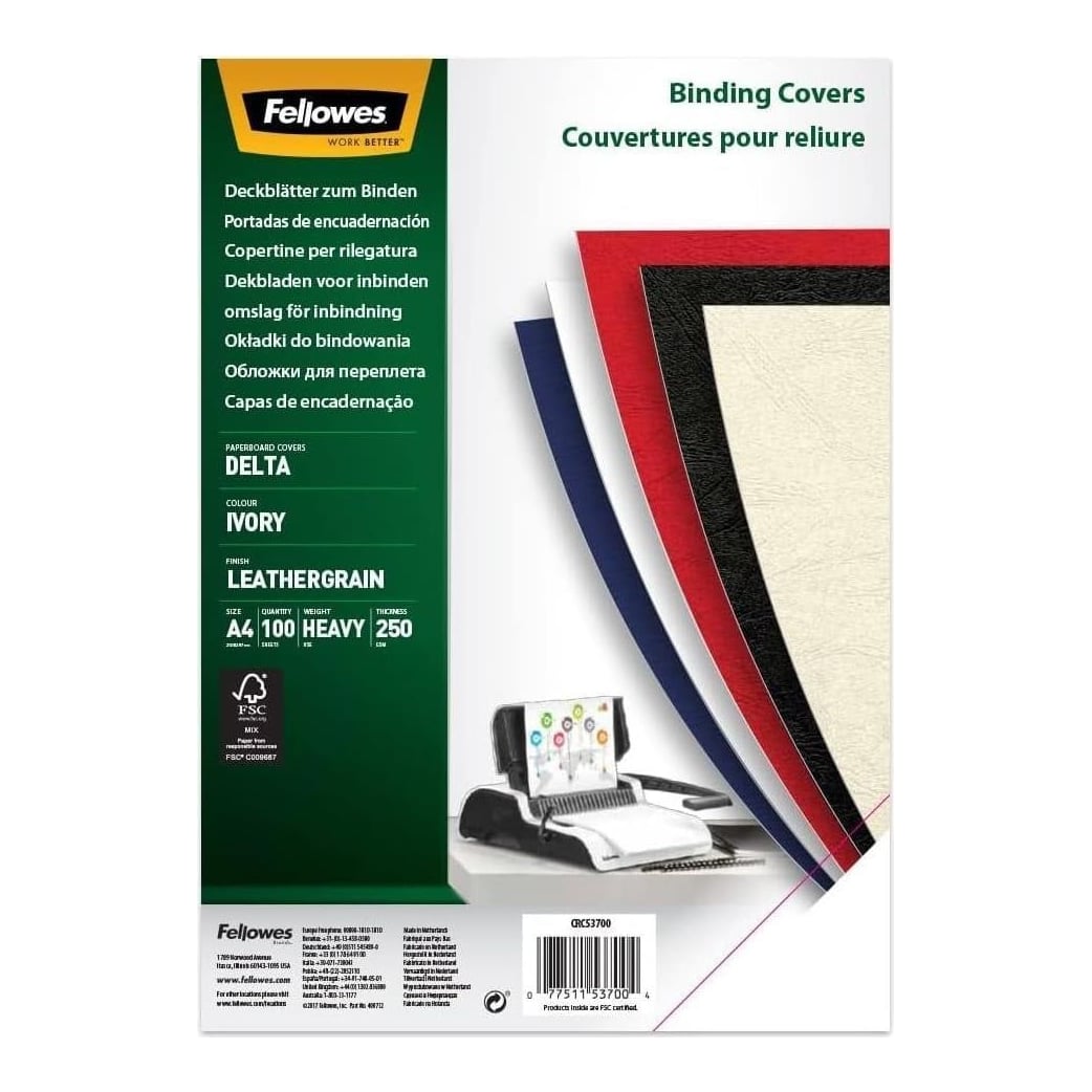 Coperti Carton A4 Crem 100/Top Fellowes