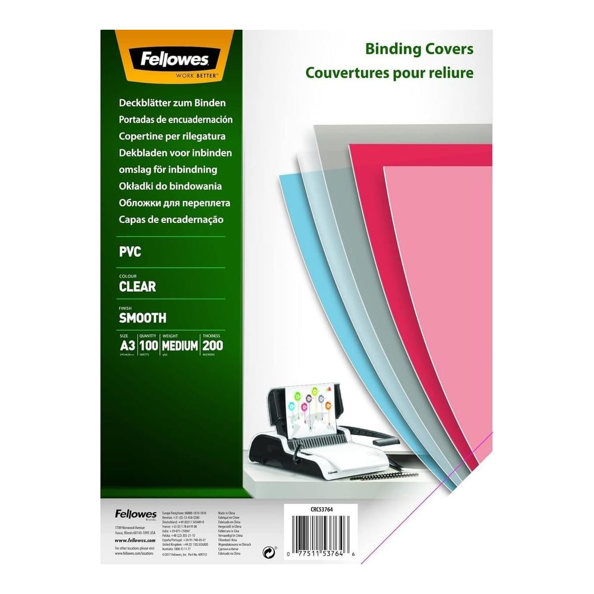 Coperti Plastic A3 200 Microni Transparente 100/Top Fellowes