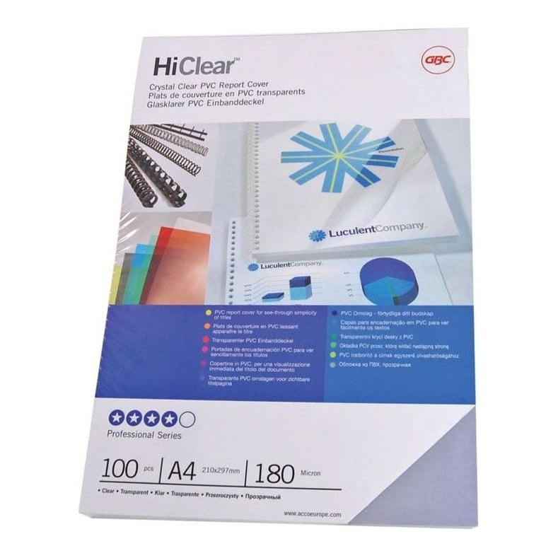 Coperti Plastic A4 150 Microni Transparente 100/Top Gbc