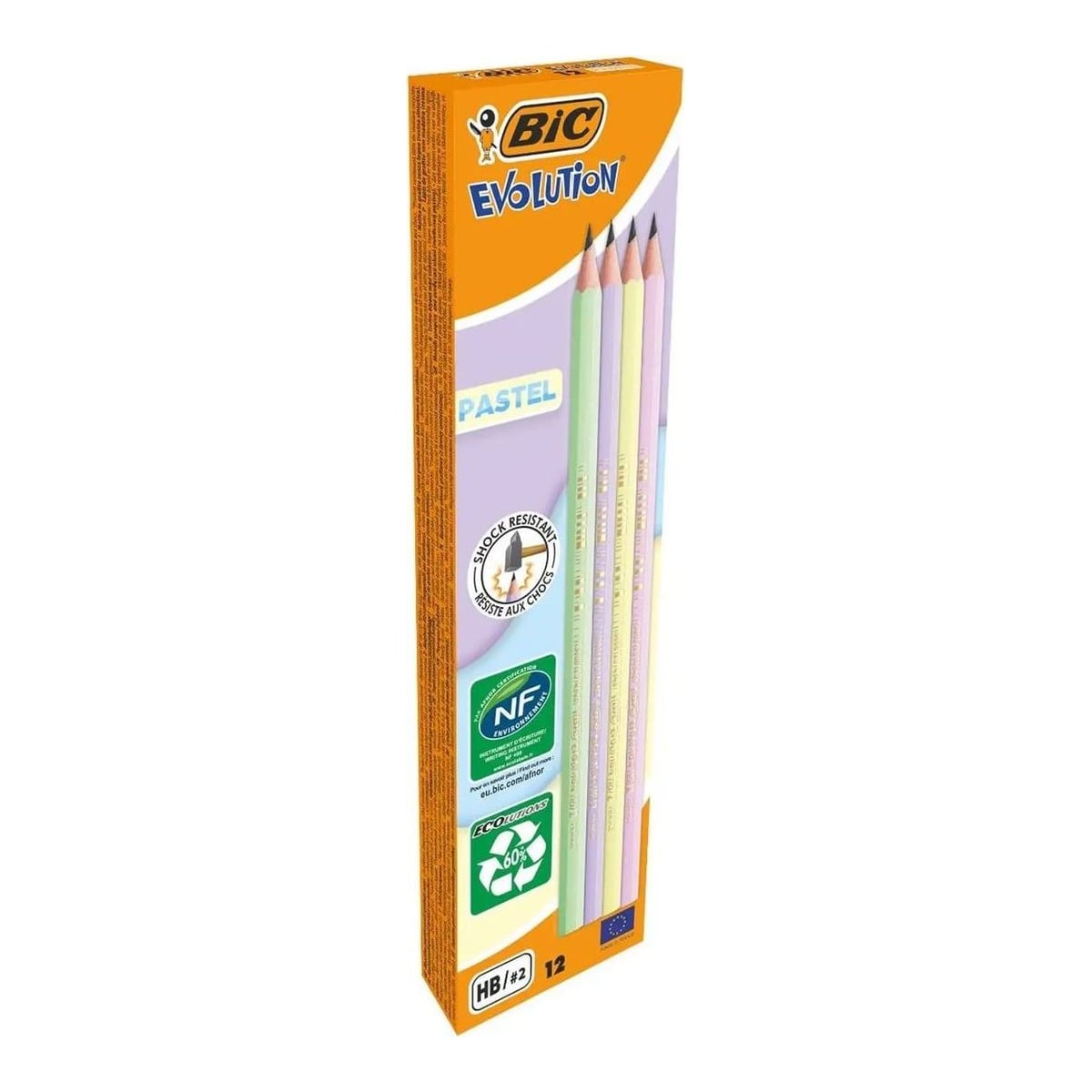 Creion Grafit Hb Fara Guma Eco Evolution Pastel 12/Cut Bic