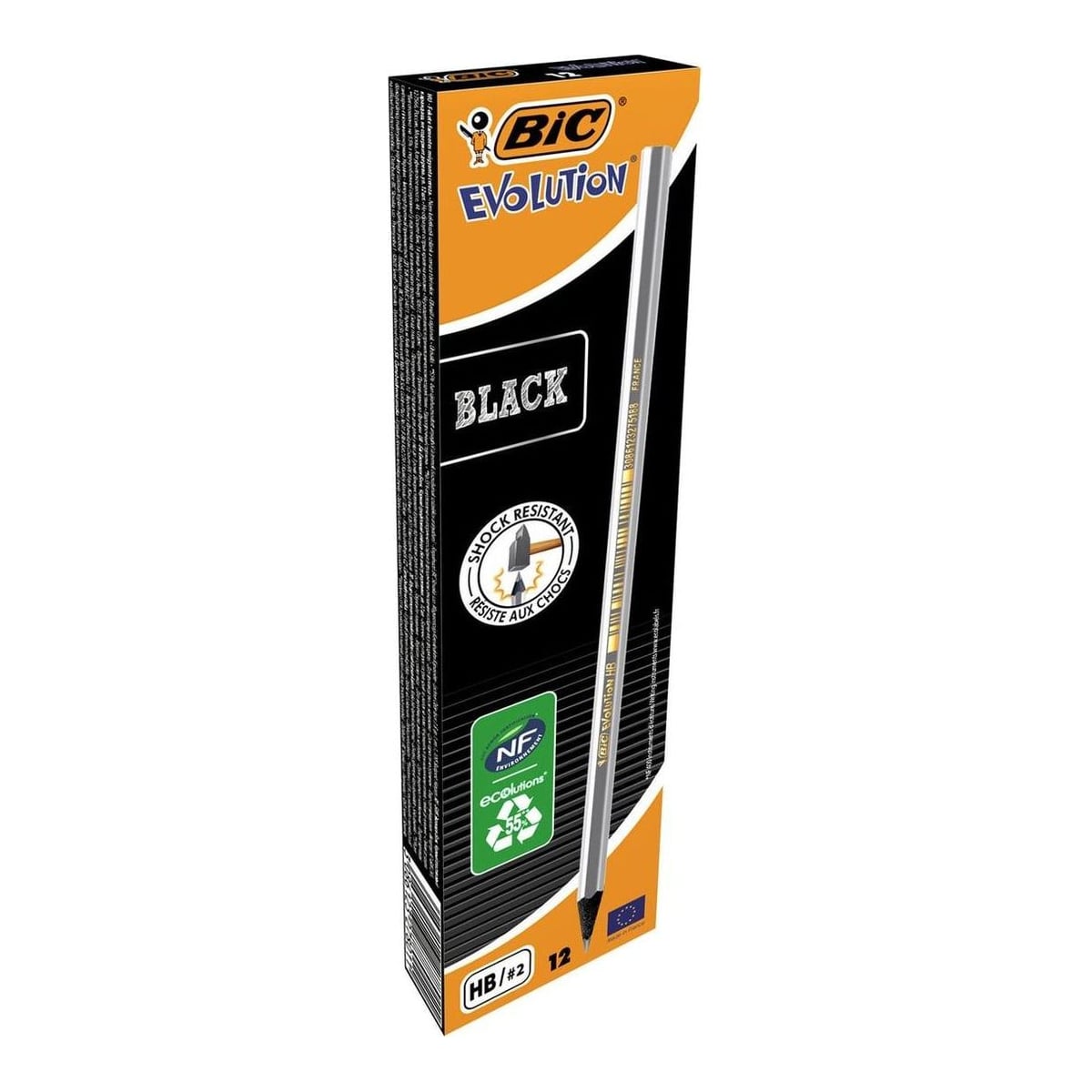 Creion Grafit Hb Fara Guma Evolution Black 12/Cut Bic