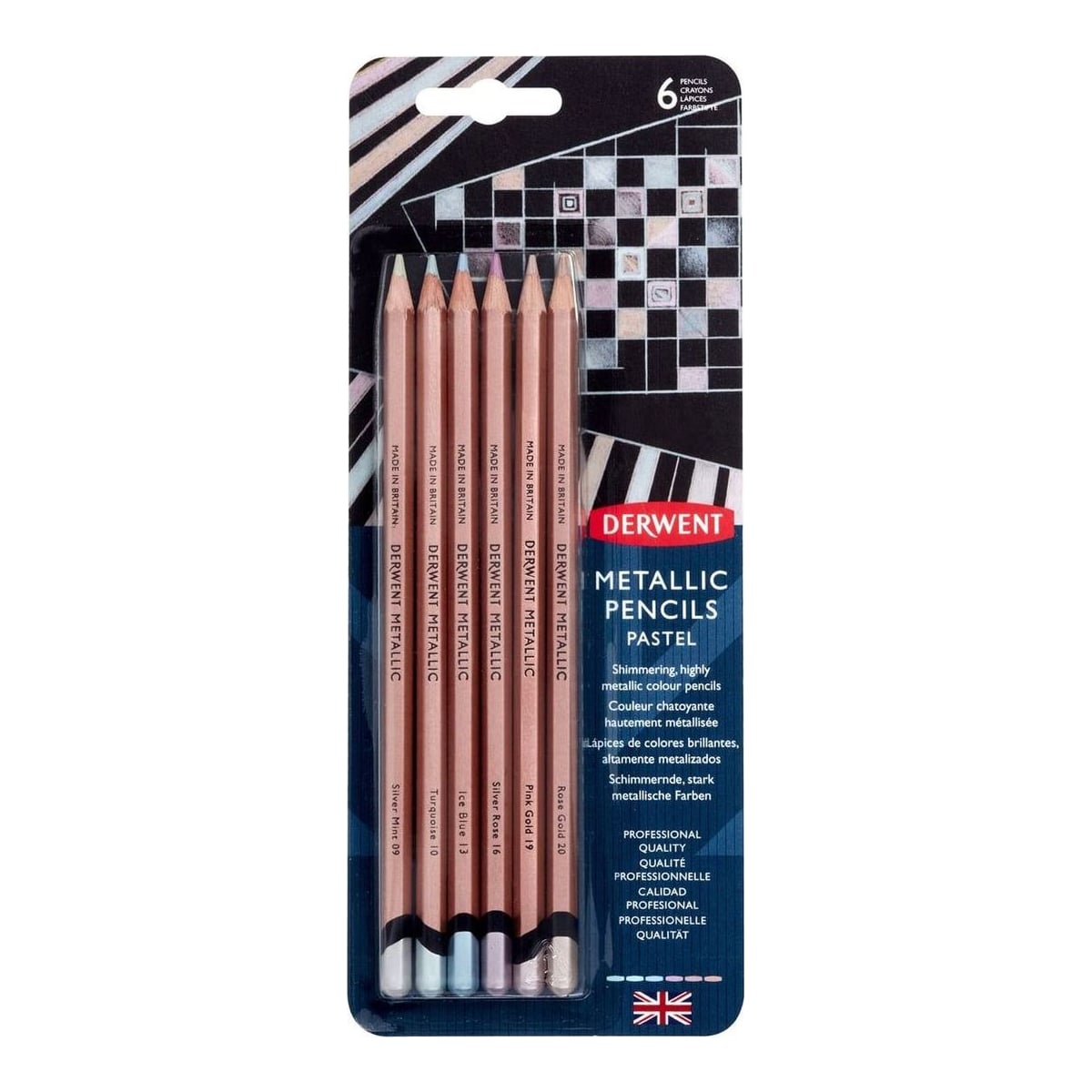 Creioane Colorate 6 Culori Metalizate Professional Derwent