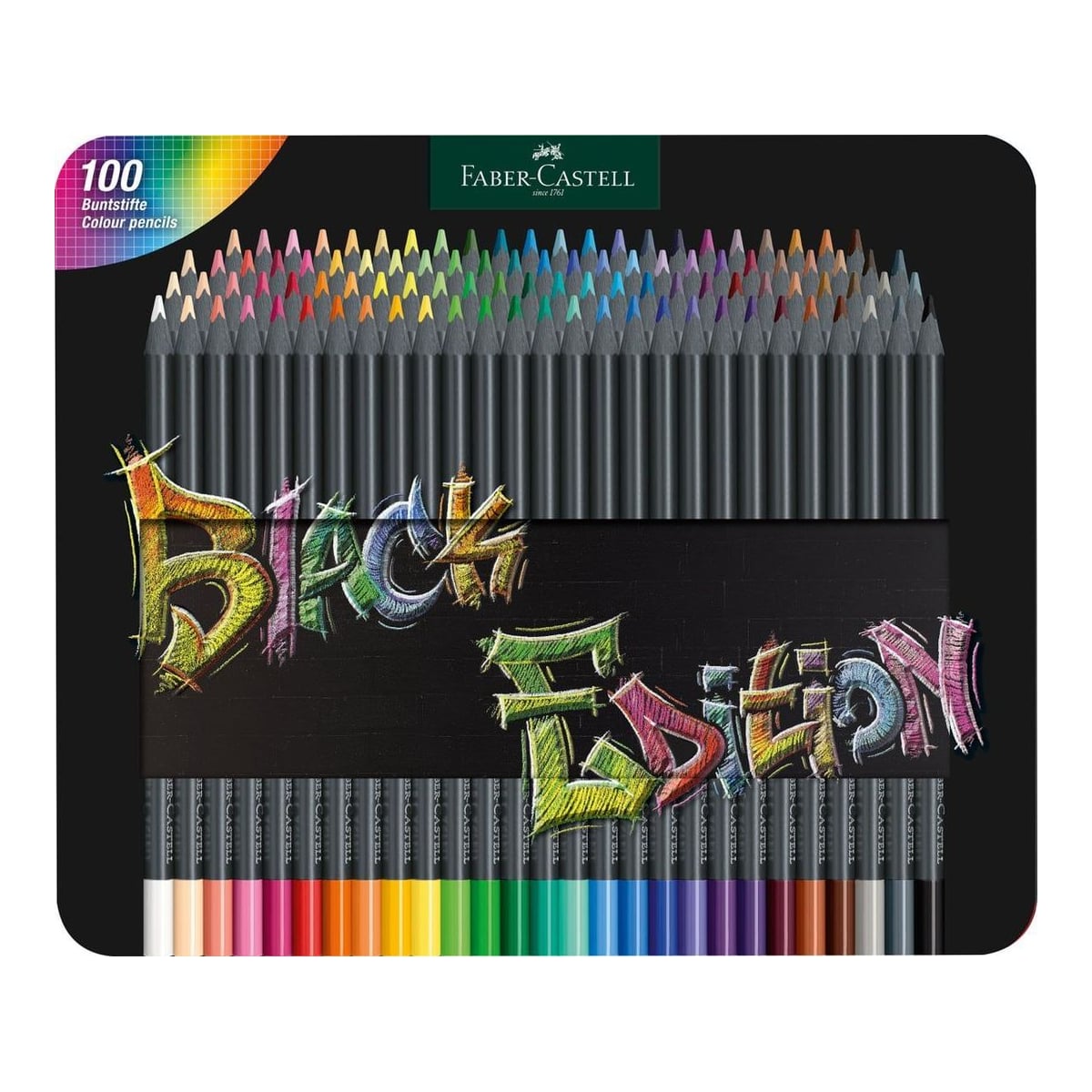 Creioane Colorate 100 Culori Black Edition Cutie Metal Faber-castell