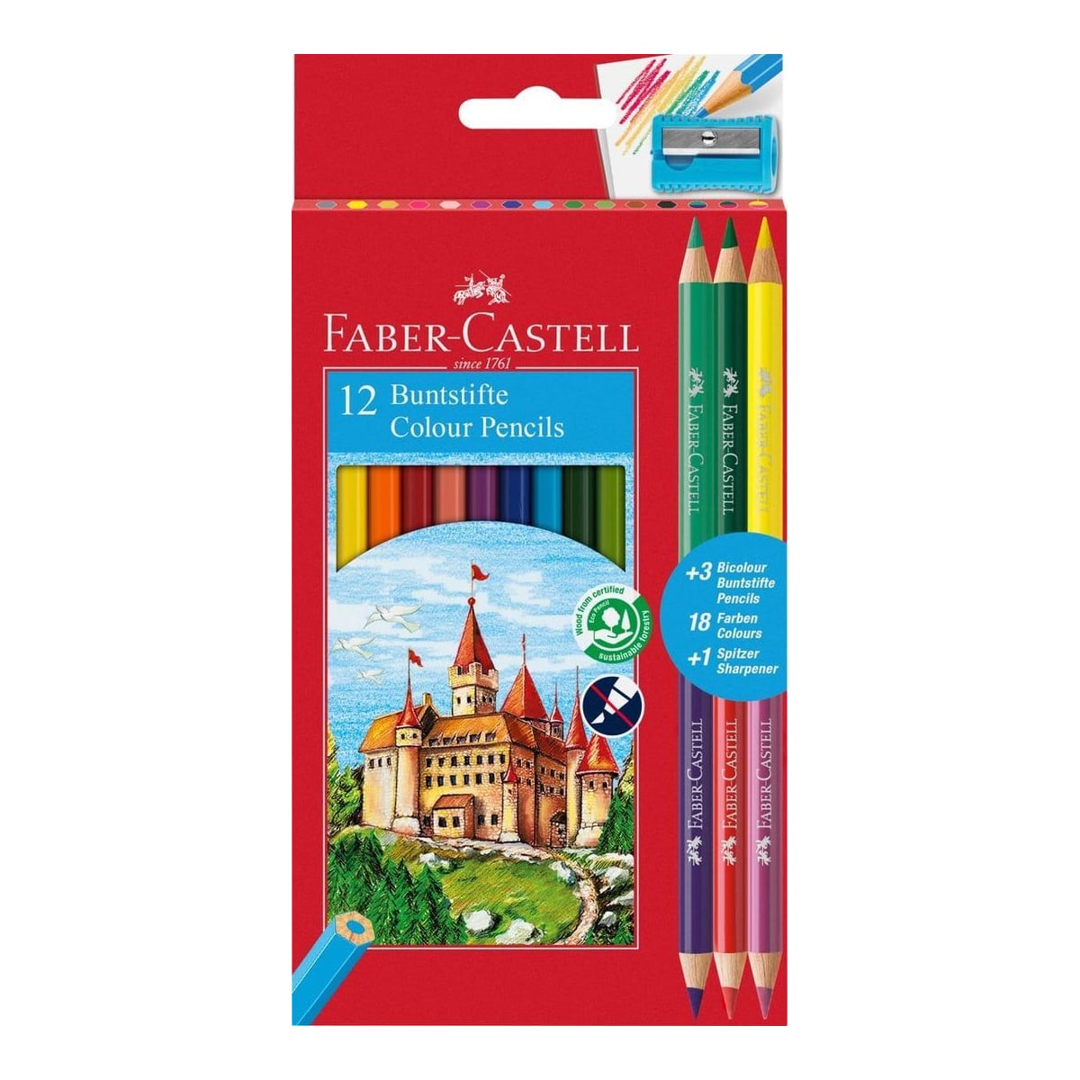 Creioane Colorate 12+3 Culori Eco Faber-castell
