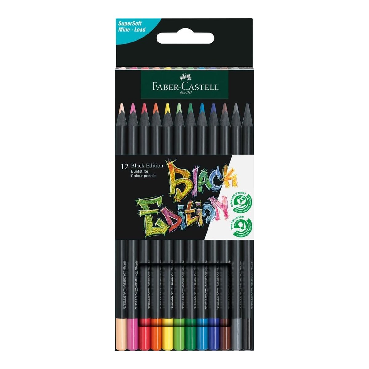 Creioane Colorate 12 Culori Black Edition Faber-castell
